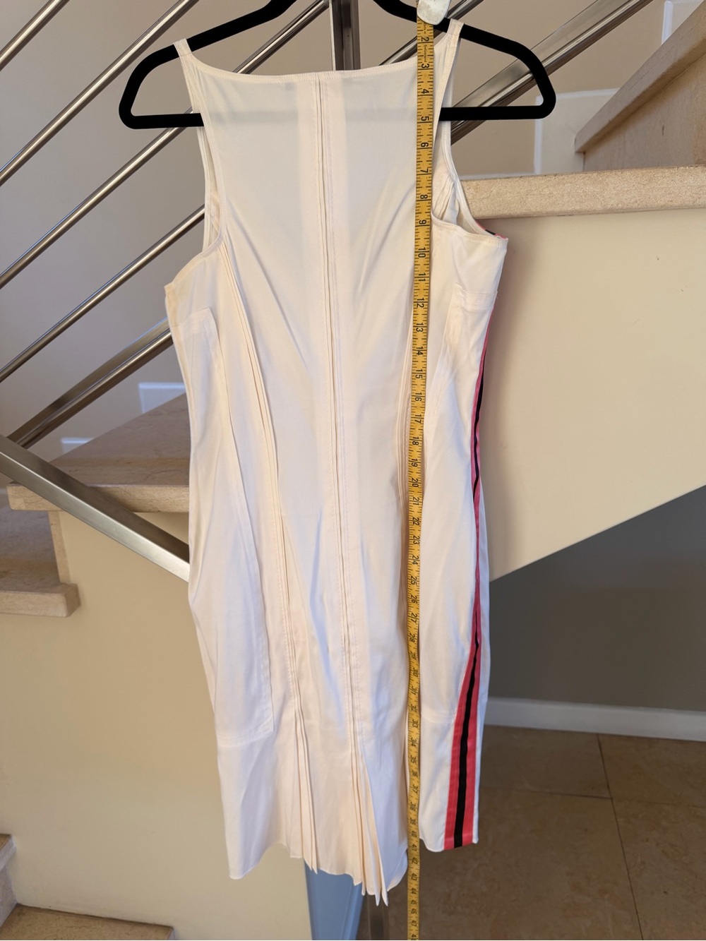 Vintage Gucci White Midi Dress with Pink & Black Side Stripes - Picture 6 of 15